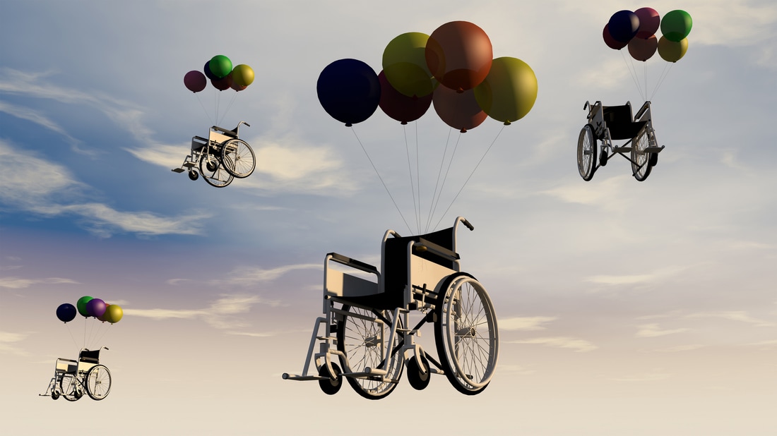 wheelchairs and balloons